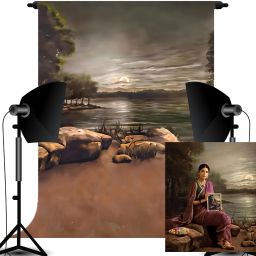 RVS STUDIOZ 5x8ft Radha in the Moonlight Photography Backdrops | Retro Portrait Photo Reflector-image-23