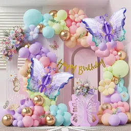 poptheparty Purple Butterfly Foil Birthday Decorations-picture-18