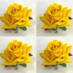 4 pcs Premium Stylish Artificial Yellow Rose Flowers Soft Fabric Hair Rose Clip Bun Clip-image-93