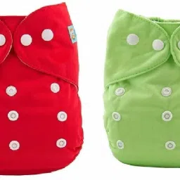 Washable Baby Diaper Premium Cloth Diaper Reusable, Adjustable Size, Waterproof, Pocket Cloth Diaper Nappie with Insert(2 Diaper and 2 Insert Pad)(Red & Green)-34