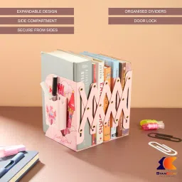 stancray Cartoon print file, book, and pen stand designed to keep your desk Metal Semi-Open Book Shelf image 3