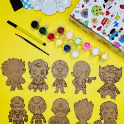 Superhero DIY Wooden Magnet Painting Kit for Kids-37