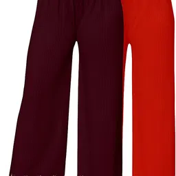 ecoundies Pack of 2 Women Straight Fit Multicolor Lycra Blend Trousers-picture-7