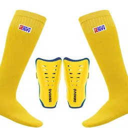 Ultimate Protection (One Pair Large Shin Guard + One Pair Lycra Plain Knee Length Football Socks + One Pair UV Protection Arm Sleeves) Football Kit-image-83