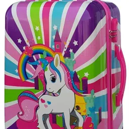 Small Cabin Suitcase (24 inch) 4 Wheels - Cartoon Print Kids Rolling Hard Shell Suitcase With Carry On Trolley Bag - Pink-image-88