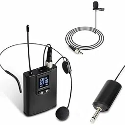 Wireless Headset Lavalier Microphone System/Lapel Mic/Stand Mic, UHF Wireless Video Recording Microphone System, Rechargeable Rx?Tx, 1/4" Output, DSLR Camera, AMP, PA Speaker, Lapt Microphone-11