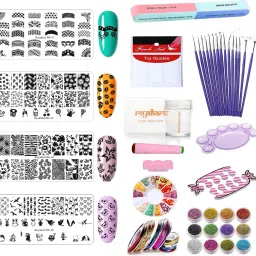 Combo Of 3D Nail Art Stamping Kit 4 Rectangular Image Plates, Silicone Stamper & Scraper & 3D Nail Art Tools For Gift Girl & Women-21