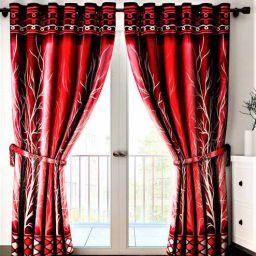 home sizzler Maroon Polyester Floral Curtain 7ft Semisheer Eyelet Door-picture-22