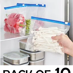 10 Pcs Ziplock Pouch Vegetable Bag for Fridge Hanging Storage Vacuum Bags-6
