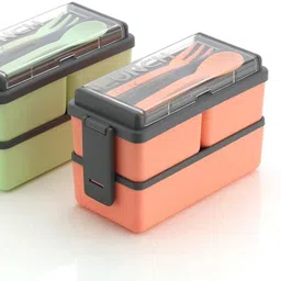 m y Double Decker Lunch box 3 Detachable Container with Spoon & Fork 3 Containers Lunch Box-picture-0