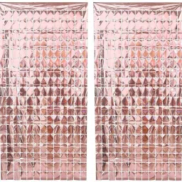 Solid Rose Gold Foil Curtain For Birthday Decoration -2Pcs Birthday Foil Curtains For Decoration - Rose Gold Birthday Decoration, Anniversary Decoration Items For Home, Bachelorette, Bridal Shower Twister-picture-7