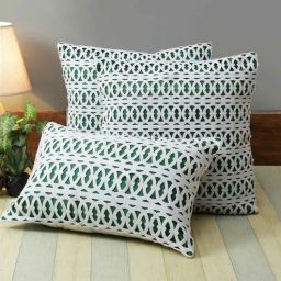 romee Green Polyester Abstract 16x16 inches Cushion Cover (3Pc)-picture-9