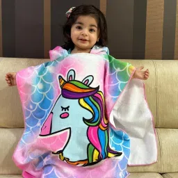Hooded Bath Towels for Boys & Girls - Rainbow Unicorn Small Bath Robe-image-40