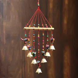 ryme Handcrafted Rajasthani Peacock Wind Chime Wood Windchime-picture-16