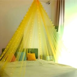 Solid 3pcs Yellow Decoration Net Light Combo - 2pcs Large, Stitched with Ribbon Balloon-image-129