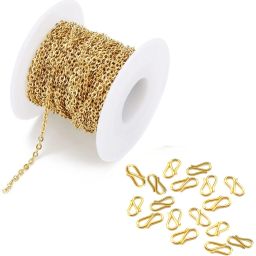 Chain for Craft and DIY Making Purpose Golden Color (10 Meter) & 50 S Hook Clasp-14