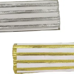 Pack of 2 (Length:18 Mtr Roll, Width:0.6cm) Silver And Golden Piping Gota Patti Trim Lace Border Embroidery Craft Material for Suits, Sarees, Lehengas, Dresses Designing and Tailoring Accessories Lace Reel-picture-20