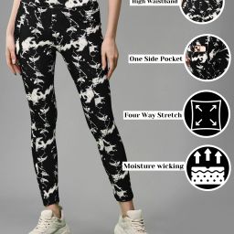 Graphic Print Women Black Tights-image-85