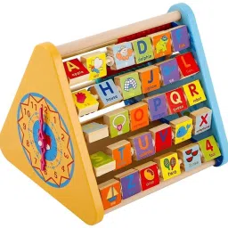 kidzoie 5-in-1 Wooden Activity Cube – Alphabet, Abacus, Whiteboard Learning Toy (2+ Yrs) image 2