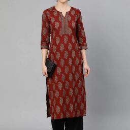 Women Printed Pure Cotton Straight Kurta-image-80