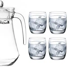 S1Store New Designs 1.3 Litter Glass Water Jug With 250ml Glass 6 Glasses Set, Cold Water Set, Glass Pitcher Set, Ice Summer Hot Drinking Glass Set (Pack Of 7) Jug Glass Set-image-32