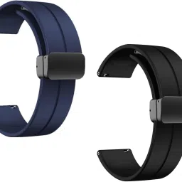 Vinylzone Pack Of 2-22MM-Magnite -Strap-Black-Blue 22 mm Silicone Watch Strap-image-99