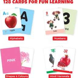 little berry Big Flash Cards for Kid (Set of 4): ABC, Number, Shape & Colour, Hindi-128 Cards image 2