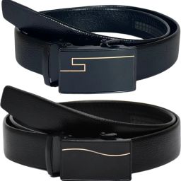 Men Casual, Formal Black Artificial Leather Belt-image-12