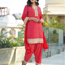 Women Silk Blend Kurta Patiala Dupatta Set-image-15