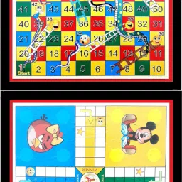 Wooden Ludo and Snakes Ladders 2 in 1 Combo Set With Dice Coins 12X12 Inch, Strategy & War Board Game-10