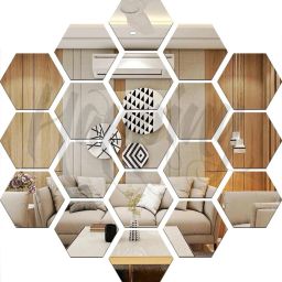 Hexagon mirror wall stickers, acrylic mirror wall decor sticker, Pack of 19-image-16