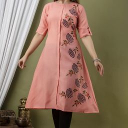 Women Floral Print Pure Cotton Frontslit Kurta-image-112