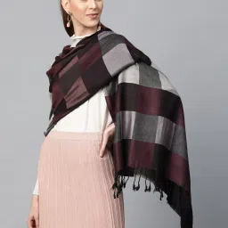 Printed Viscose Women Purple, Brown, Grey Stole-image-58