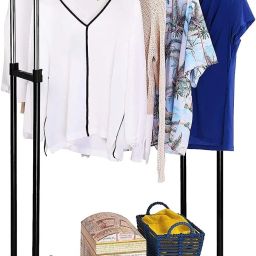 ® Portable Double-Rod Height Adjustable Clothes Rack Lockable Wheels Carbon Steel Collapsible Wardrobe-image-70