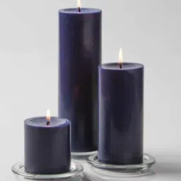 aromatic fables Classic Set Of 3 Dark Purple Wax Pillar Candles-picture-31
