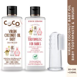 Virgin Coconut Oil, 50ML; Liquid Toothpaste, 100ML; & Finger Brush for Baby | Toothpaste-image-79