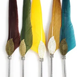 rosefinch Feather Leaf Pen Calligraphy with Pen Antique Quill Pen Refillable Ink Dip Pen Ball Pen image 4