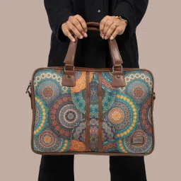 Women's Shoulder Messenger Handbag Up to 15.6" Laptop Bag - Floral Mandala Messenger Bag-image-24