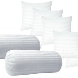 Set Of 5 Cushion & 2 Microfibre Solid Bolster Pack of 7-10