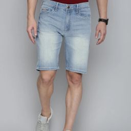 Solid Men Blue Denim Shorts-image-104