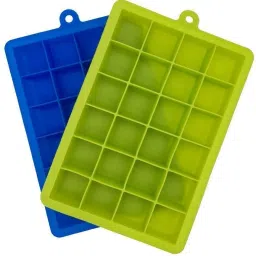 2 Pcs Flexible Soft Silicone 24 Cavity square shape Ice Cube maker tray Mould Green, Blue Silicone Ice Cube Tray-picture-0