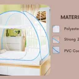 kindlook fashion Polyester Adults Washable Mosquito Net Foldable For Double Bed & King Size (200x200x155 CM) Mosquito Net image 4