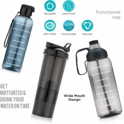 nariya AMAZING BOTTLE COMBO WITH 3 DIFFERENT SIZE AND STYLE USE AT HOME OFFICE GYM 2000 ml Bottle image 5