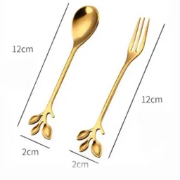 Golden Spoon Set/Coffee Spoon/Dessert Fork/Cutlery Kitchen Tableware Stainless Steel Cutlery Set-image-85