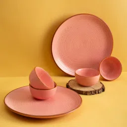 Pack of 6 Ceramic Dinner Plate - Warm Pink Dinner Set-26
