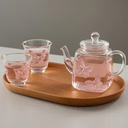 V3 Glass Teapot Set with Butterfly Design Tea Urn-67