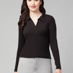 Casual Regular Sleeves Solid Women Black Top-image-6