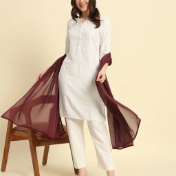 Chiffon Solid Brown Women Dupatta-image-59