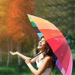 moonza Rainbow Multi-Color Rainbow Umbrella for Girls | Rainbow Umbrella for Men | Rainbow Umbrella Big Size Umbrella image 2