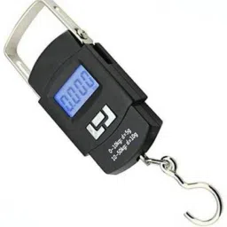 Keshvi Electronic Balance Portable Hook Weighing Machine Digital Hanging Luggage Fishing Hook Scale Manual Weight 110 lb/50 Kg Backlite LCD Display Screen (Black) Weighing Scale-73